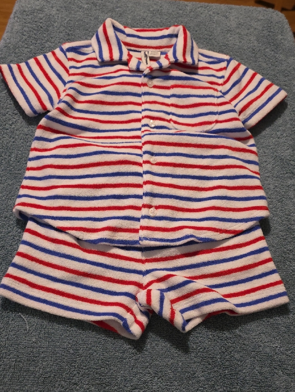 Janie and Jack White, Red & Blue Striped Terry Swim Coverup Set